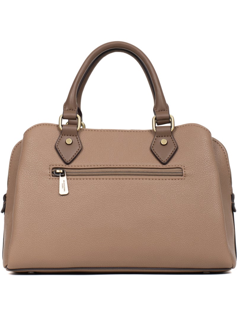 Bolso de mano 2 asas ronda hexagona Taupe - Kiabi
