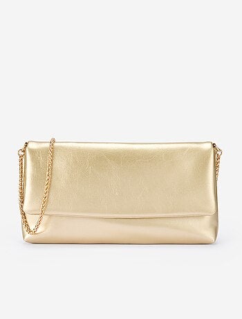 Bolso de mano con bandolera dorada
