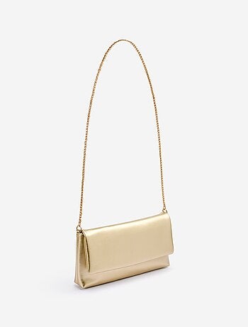 Bolso de mano con bandolera dorada