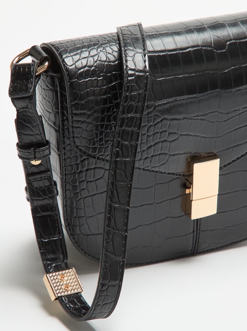 Bolso de mano de polipiel efecto cocodrilo Negro - Kiabi