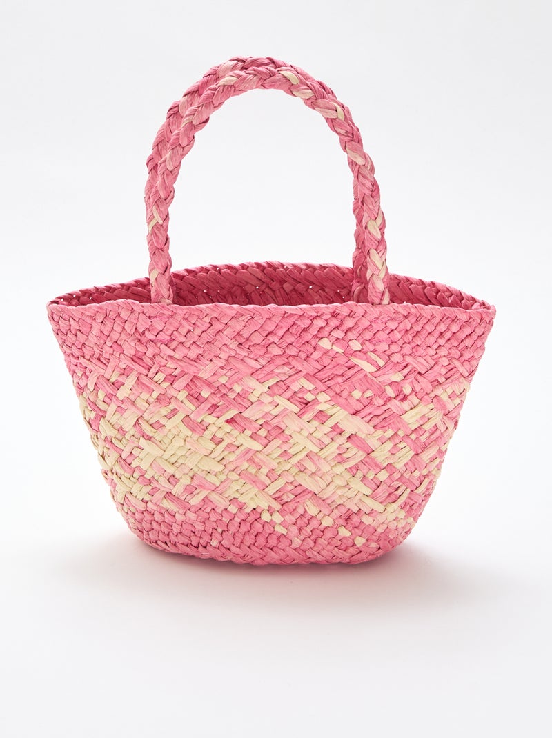 Bolso de papel trenzado Rosa - Kiabi