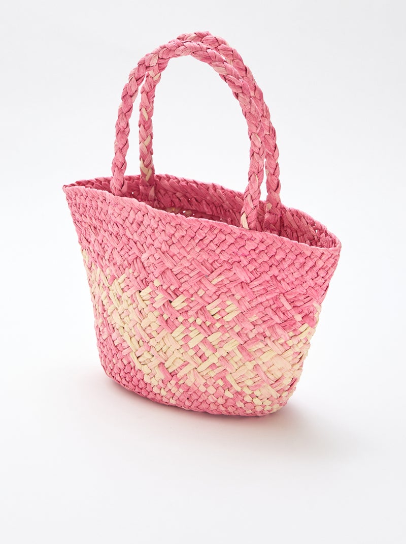 Bolso de papel trenzado Rosa - Kiabi