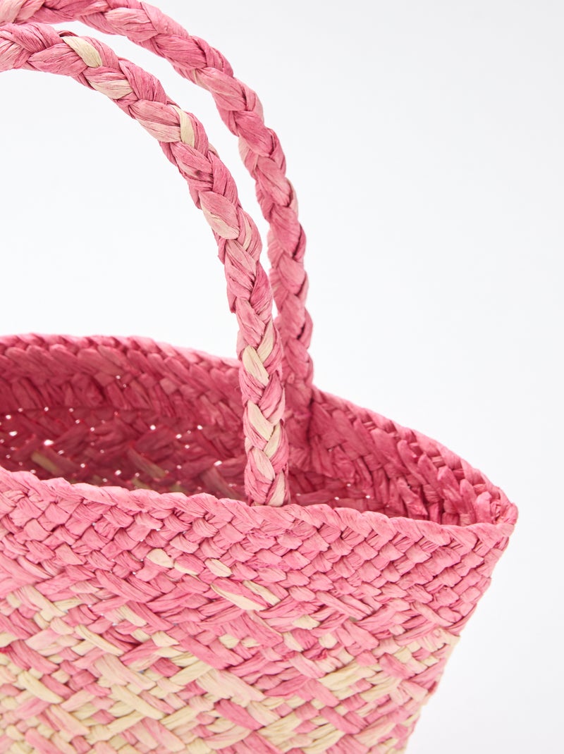 Bolso de papel trenzado Rosa - Kiabi