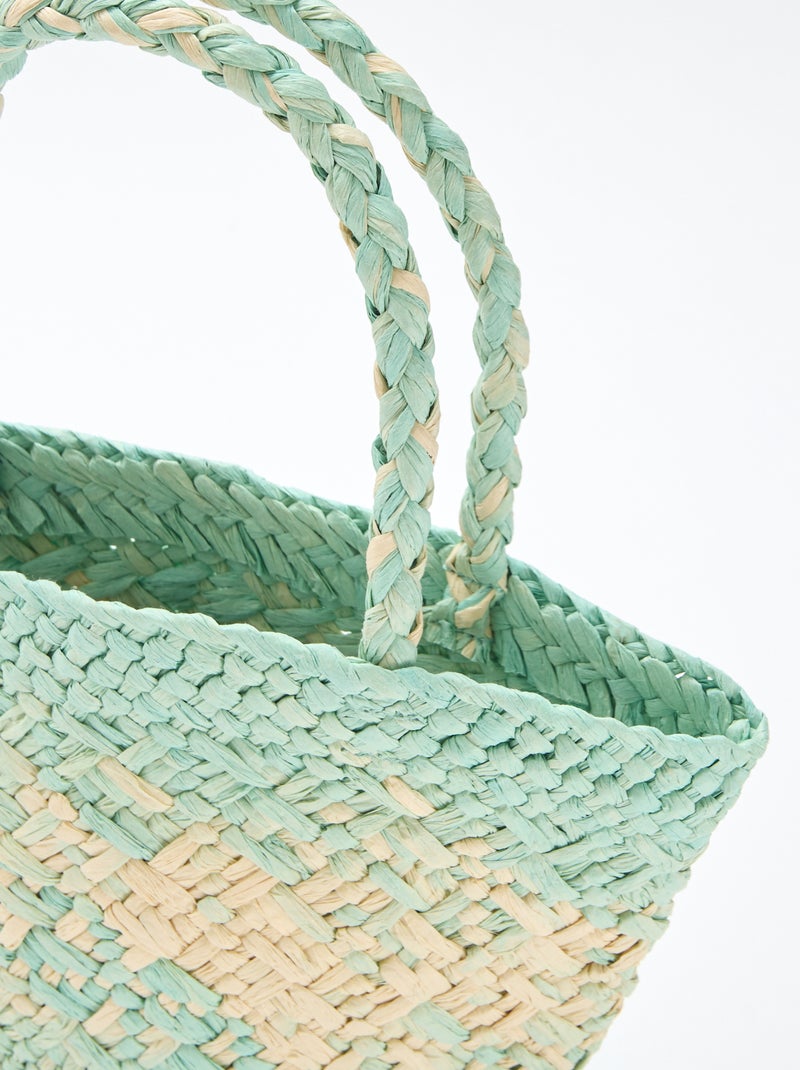 Bolso de papel trenzado Verde - Kiabi