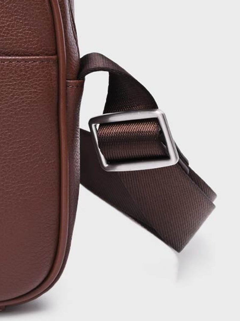 Bolso de piel para hombre con bandolera - AFIBEL Marrón chocolate - Kiabi