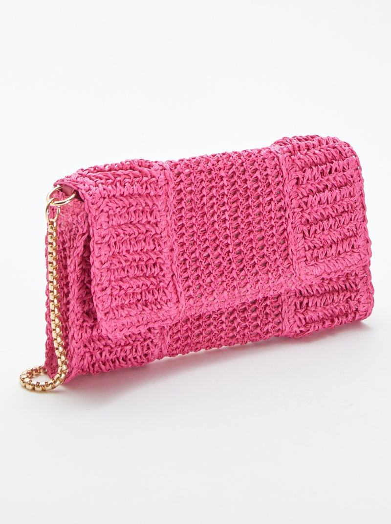 Bolso de rafia con bandolera ROSA - Kiabi