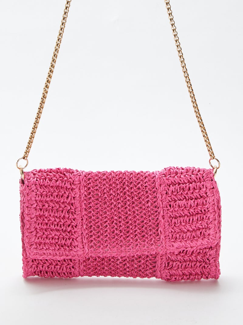Bolso de rafia con bandolera ROSA - Kiabi