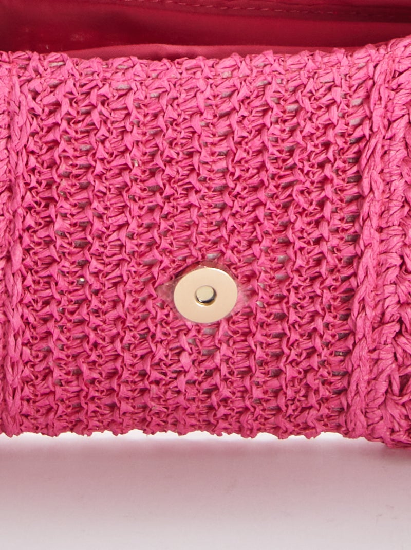 Bolso de rafia con bandolera ROSA - Kiabi