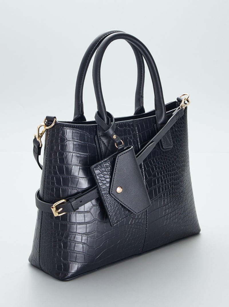 Bolso efecto cocodrilo + monedero  - 2 piezas NEGRO - Kiabi