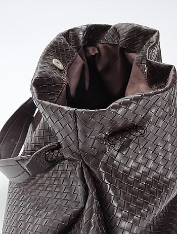 Bolso grande de imitación con efecto trenzado