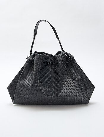 Bolso grande de imitación con efecto trenzado
