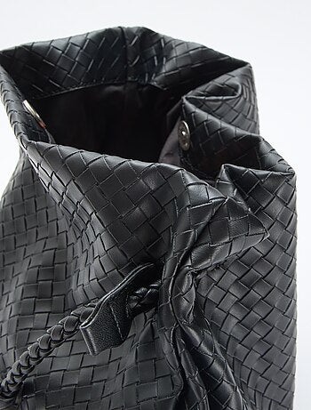Bolso grande de imitación con efecto trenzado