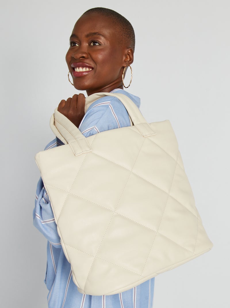 Bolso grande de material sintético acolchado BEIGE - Kiabi
