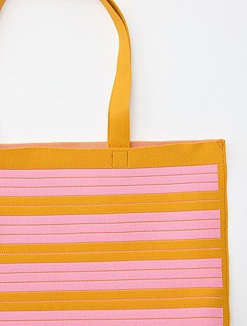 Bolso grande estilo cabás a rayas