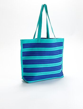 Bolso grande estilo cabás a rayas
