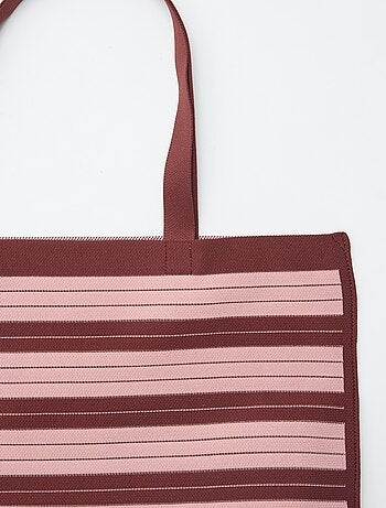 Bolso grande estilo cabás a rayas