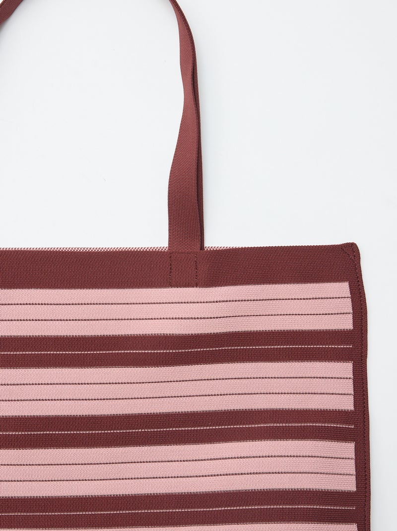 Bolso grande estilo cabás a rayas Rosa - Kiabi