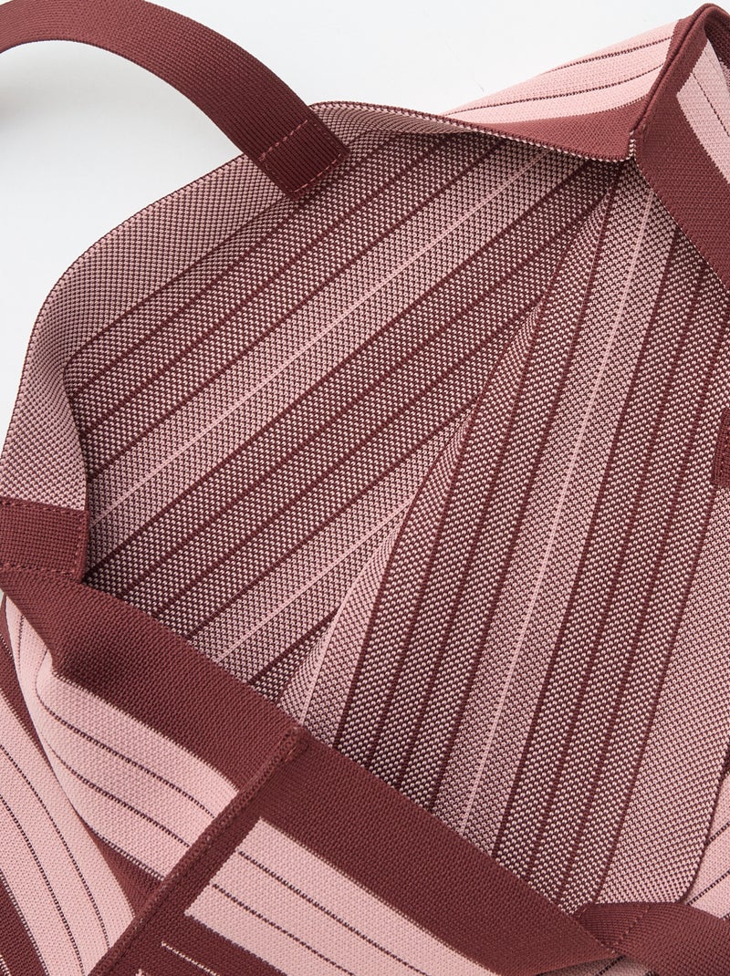 Bolso grande estilo cabás a rayas Rosa - Kiabi