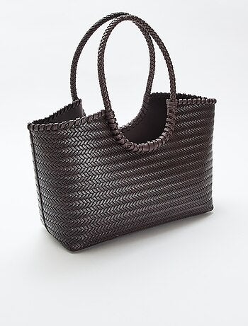 Bolso grande trenzado de forma rectangular
