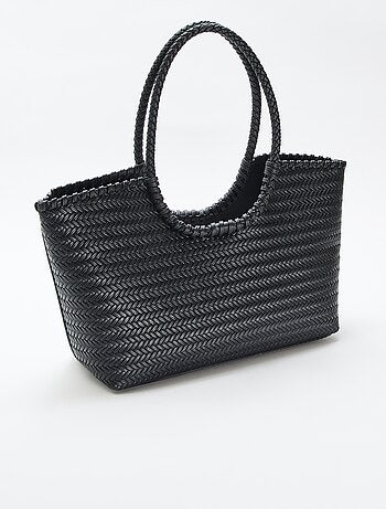 Bolso grande trenzado de forma rectangular