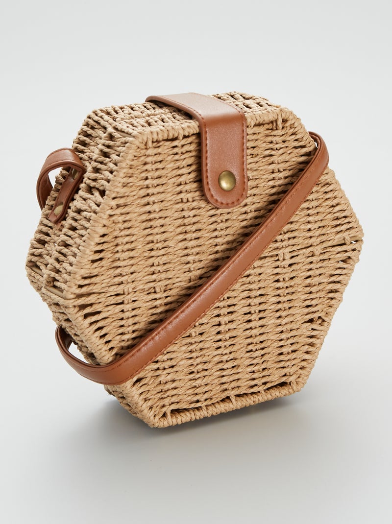 Bolso hexagonal de paja BEIGE - Kiabi