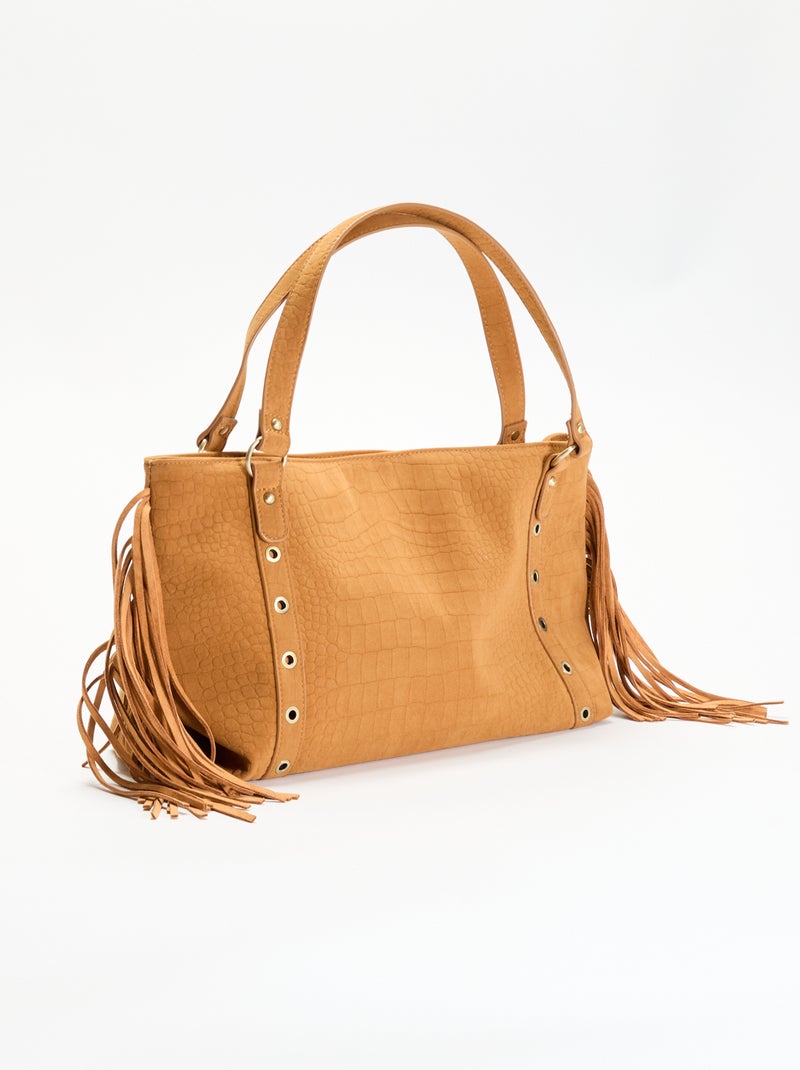 Bolso hobo con flecos Beige - Kiabi
