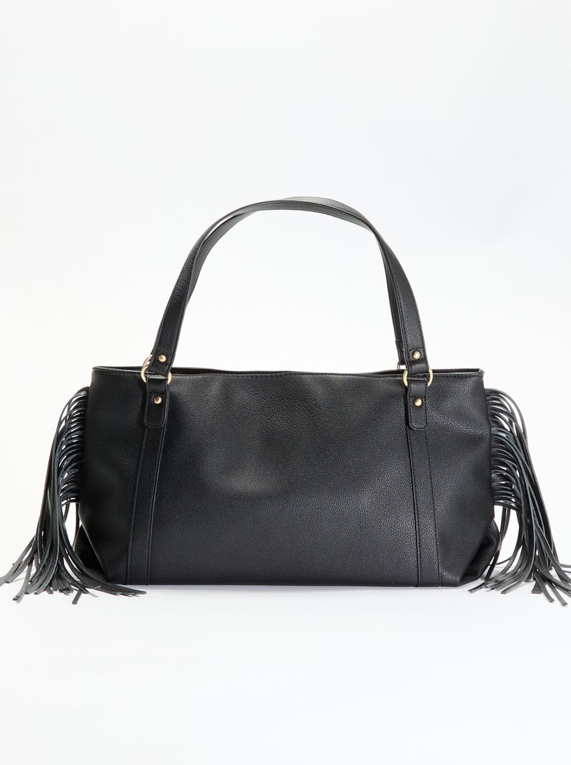 Bolso hobo con flecos de imitación Negro - Kiabi