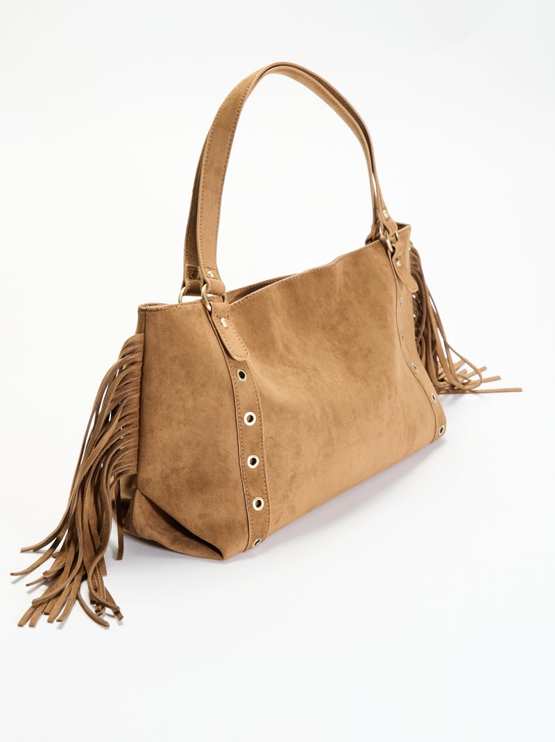 Bolso hobo con flecos Kaki - Kiabi