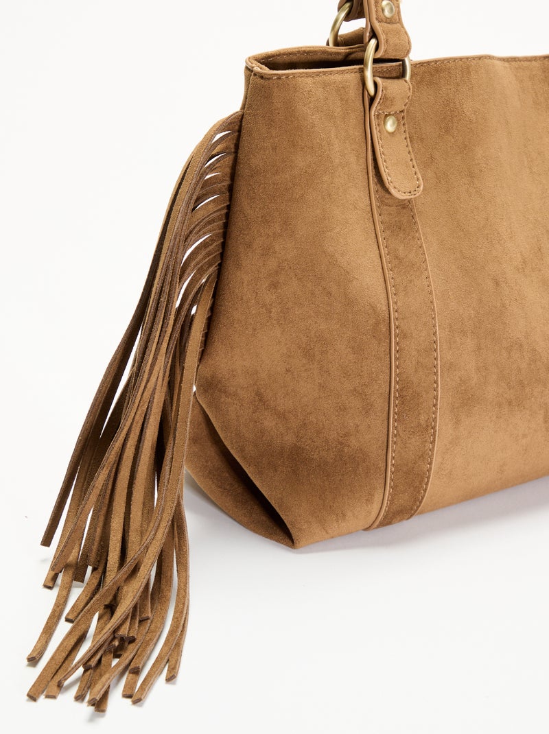 Bolso hobo con flecos Kaki - Kiabi