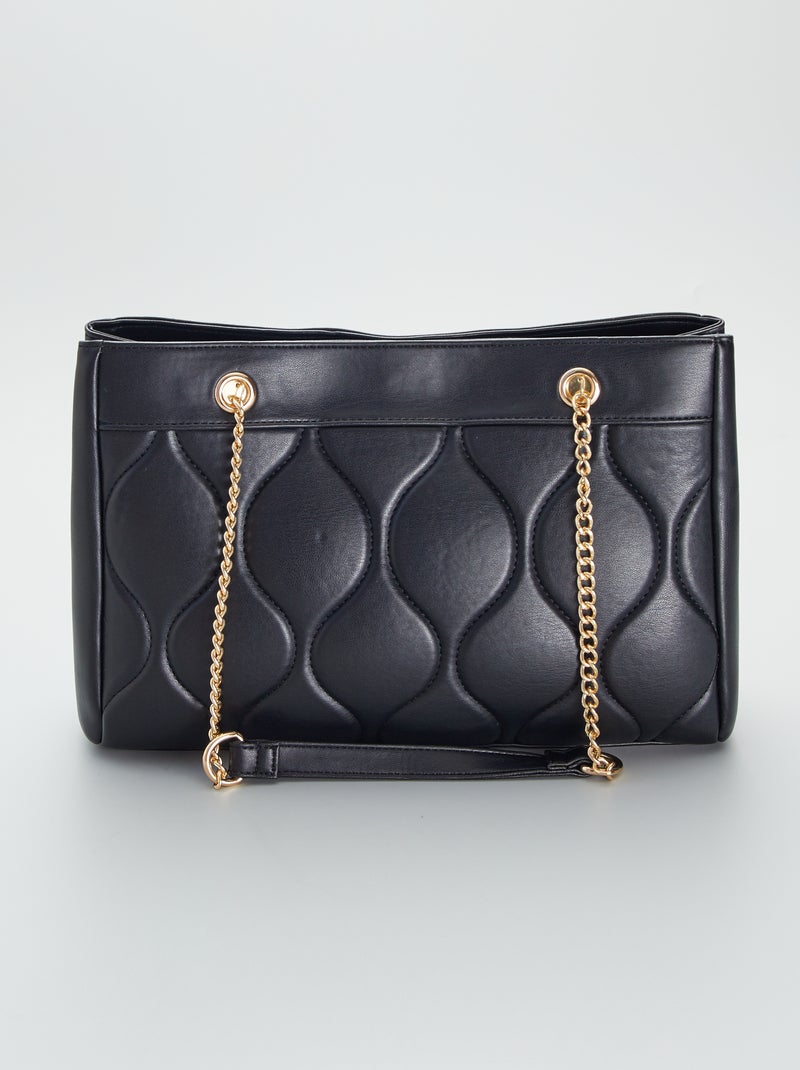 Bolso liso acolchado con asas de metal negro - Kiabi