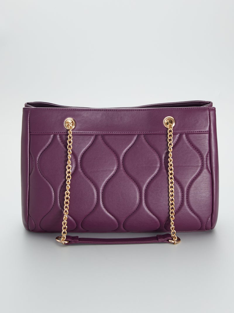 Bolso liso acolchado con asas de metal PURPURA - Kiabi