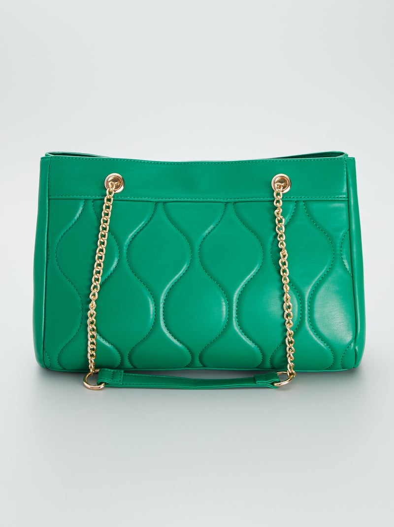 Bolso liso acolchado con asas de metal VERDE - Kiabi