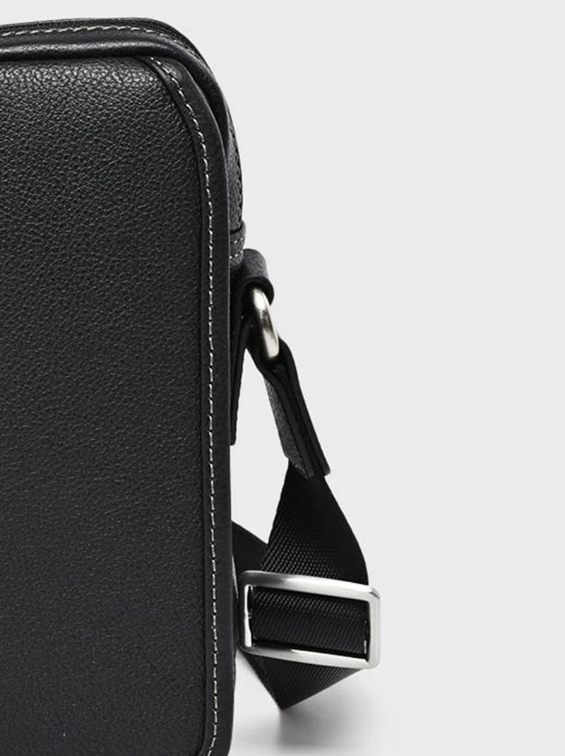 Bolso masculino de piel con solapa - AFIBEL Negro - Kiabi