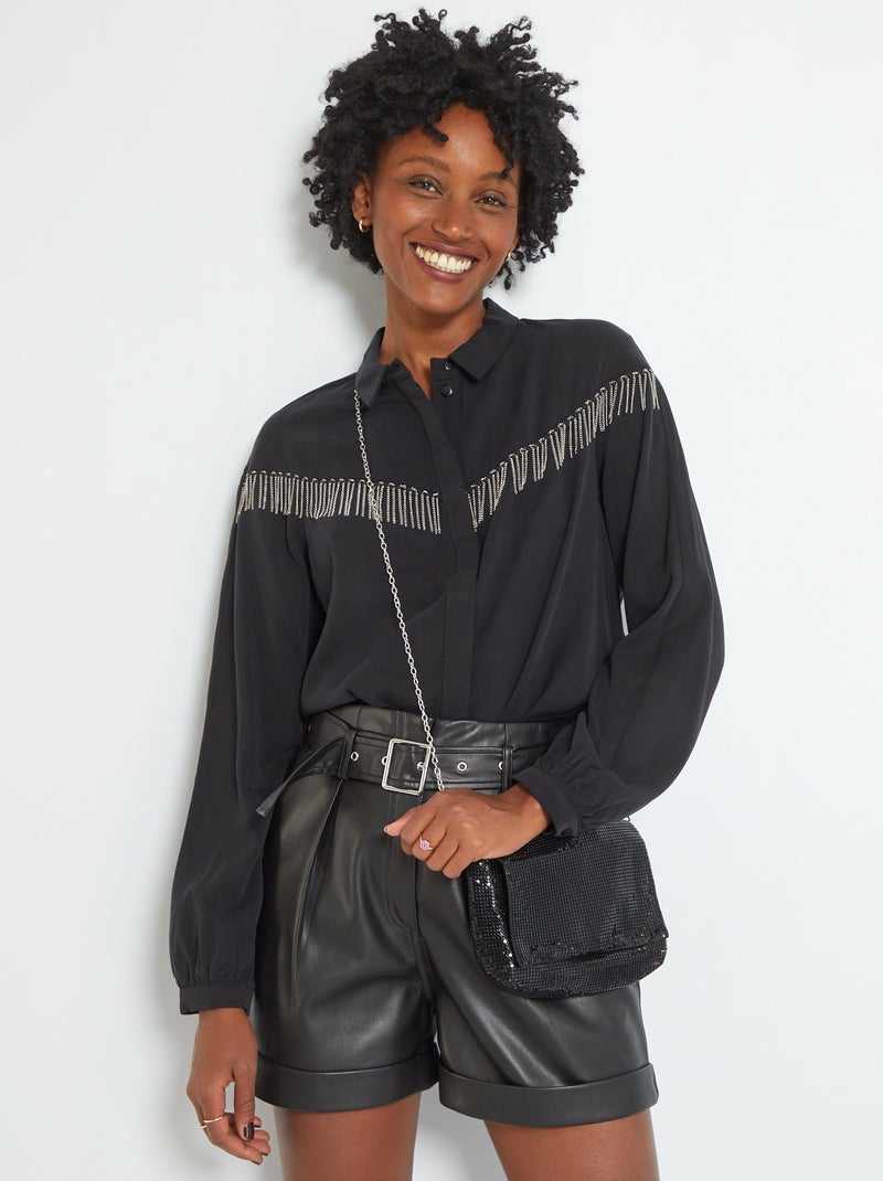 Bolso pequeño de fiesta con lentejuelas NEGRO - Kiabi