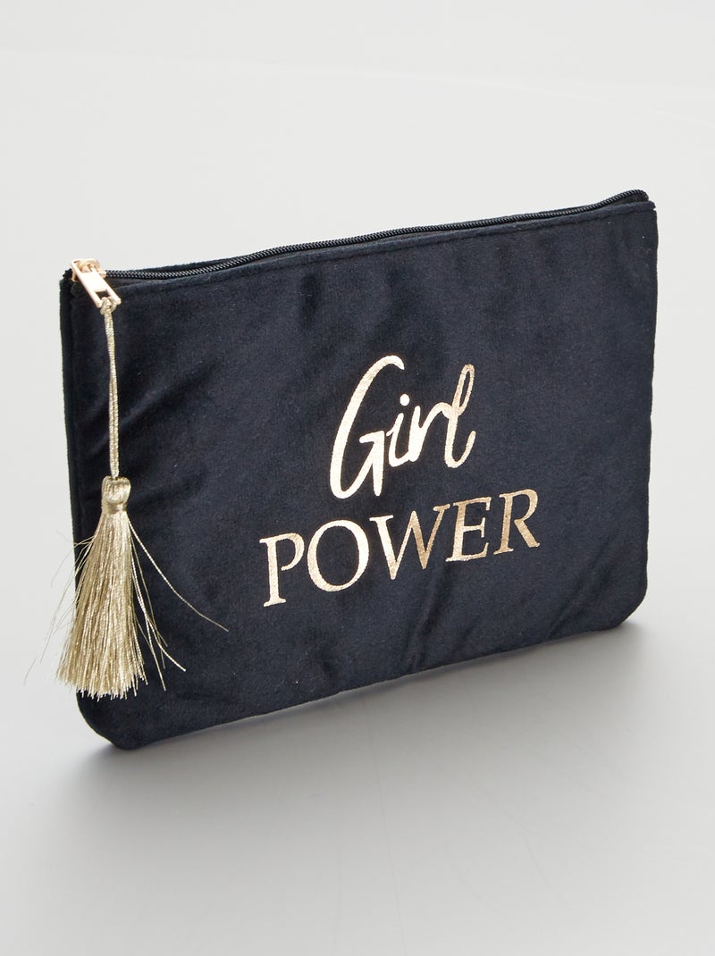 Bolso pequeño de terciopelo 'Girl Power' NEGRO - Kiabi