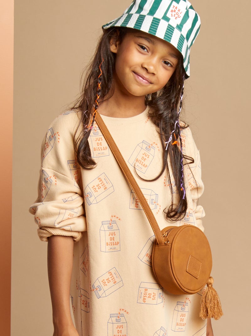 Bolso redondo bandolera de antelina MARRON - Kiabi