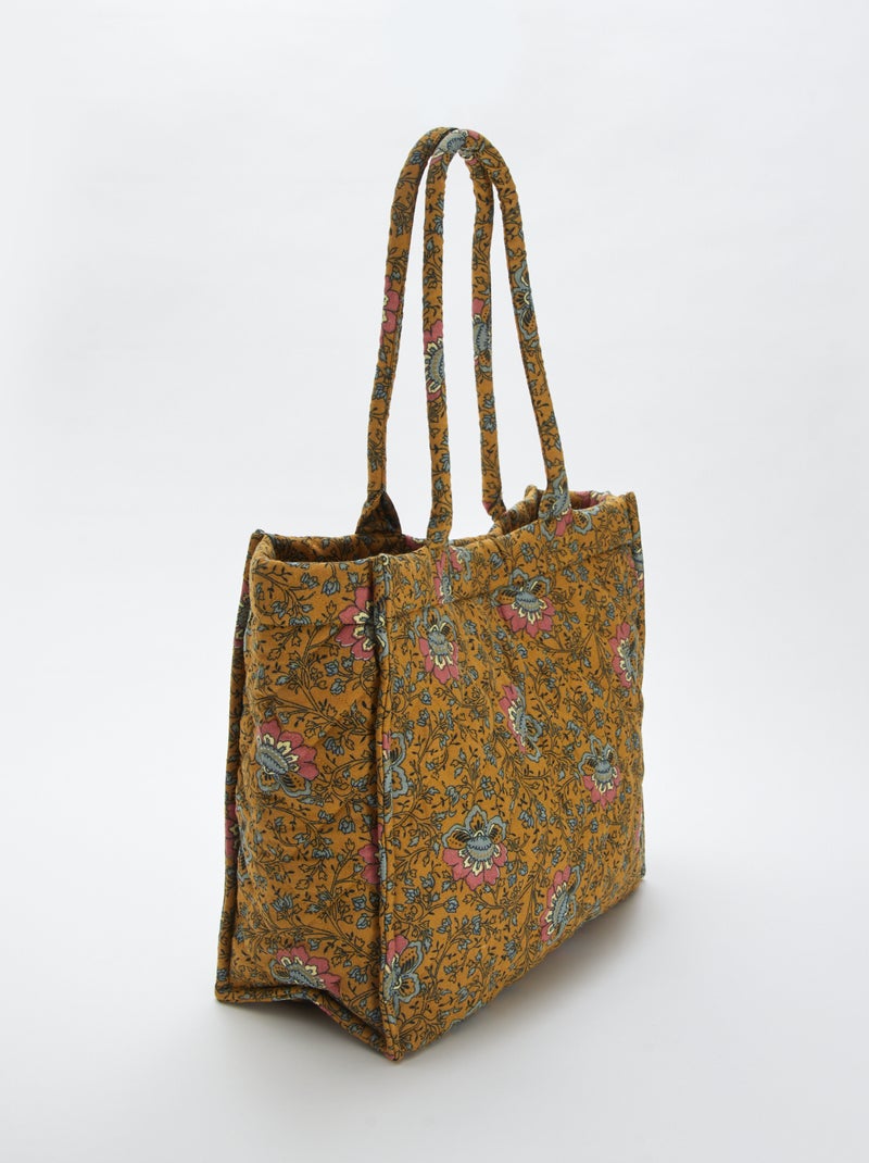 Bolso shopper acolchado estampado amarillo - Kiabi