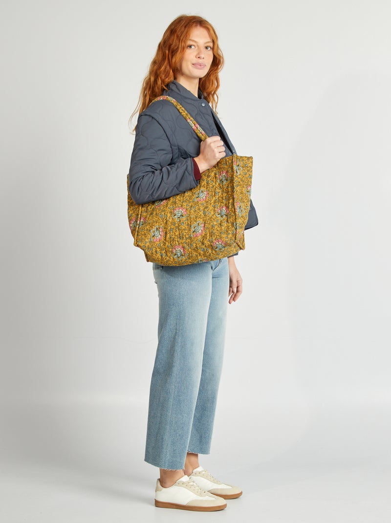 Bolso shopper acolchado estampado amarillo - Kiabi