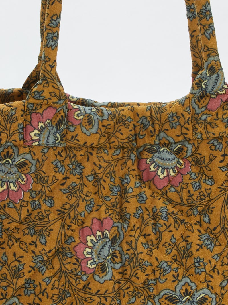 Bolso shopper acolchado estampado amarillo - Kiabi