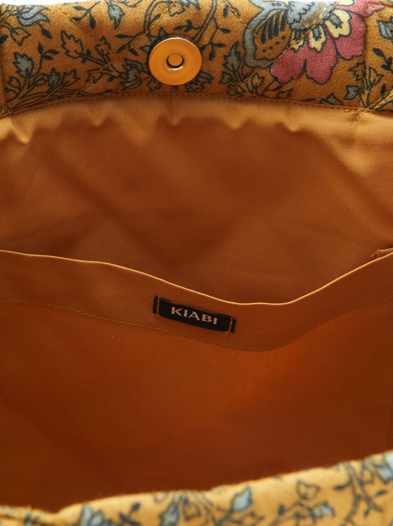 Bolso shopper acolchado estampado amarillo - Kiabi