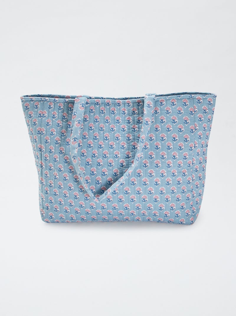 Bolso shopper acolchado estampado AZUL - Kiabi