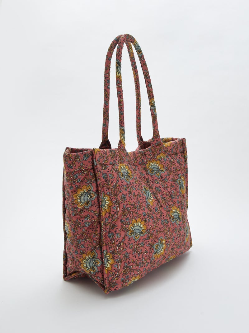 Bolso shopper acolchado estampado ROSA - Kiabi