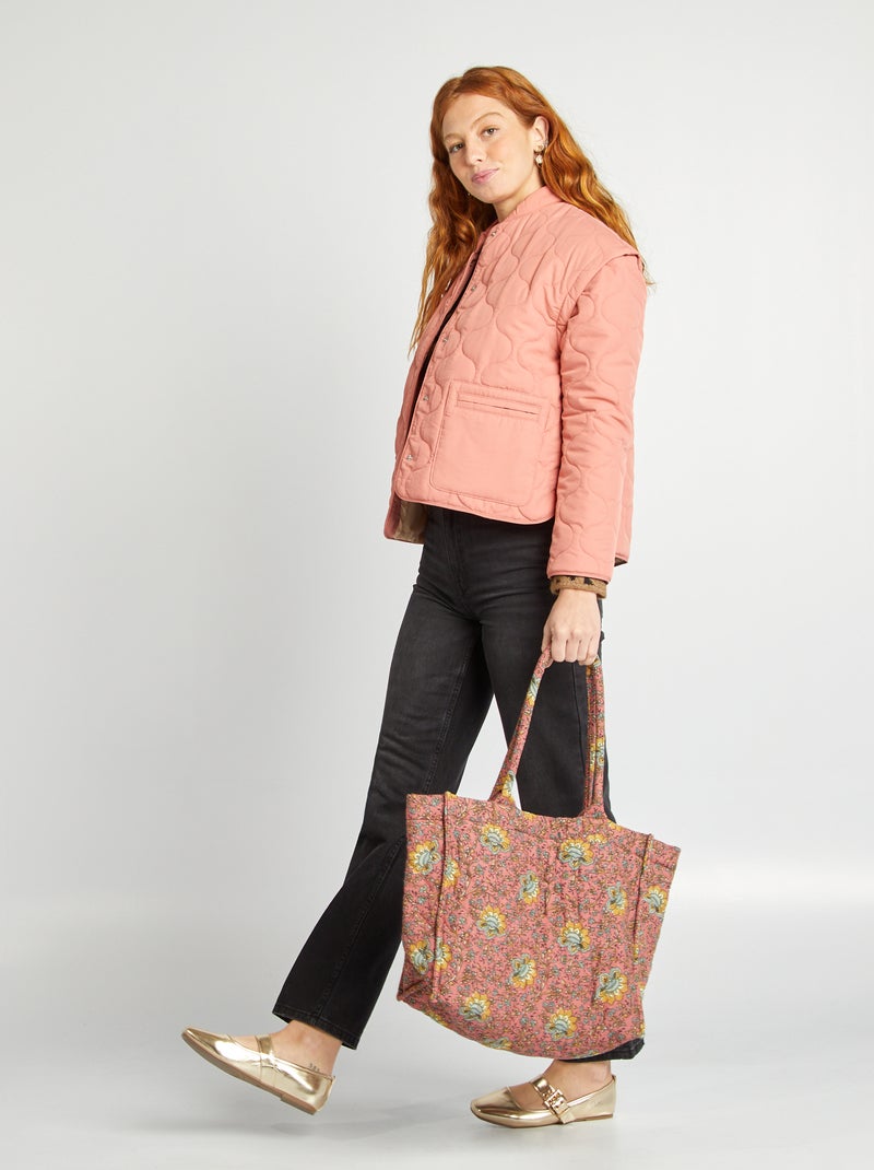 Bolso shopper acolchado estampado ROSA - Kiabi