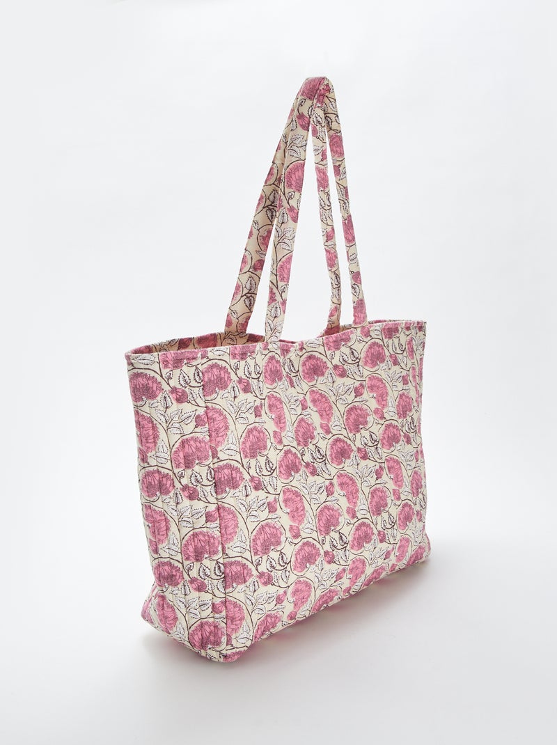Bolso shopper acolchado estampado ROSA - Kiabi