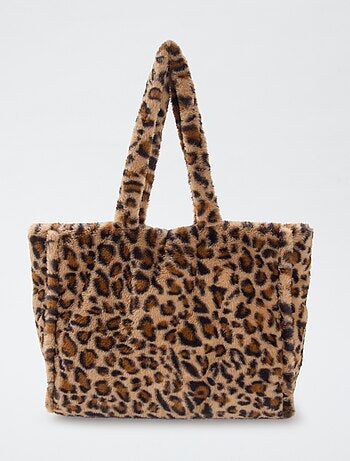 Bolso shopper de imitación de piel de leopardo