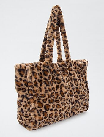 Bolso shopper de imitación de piel de leopardo