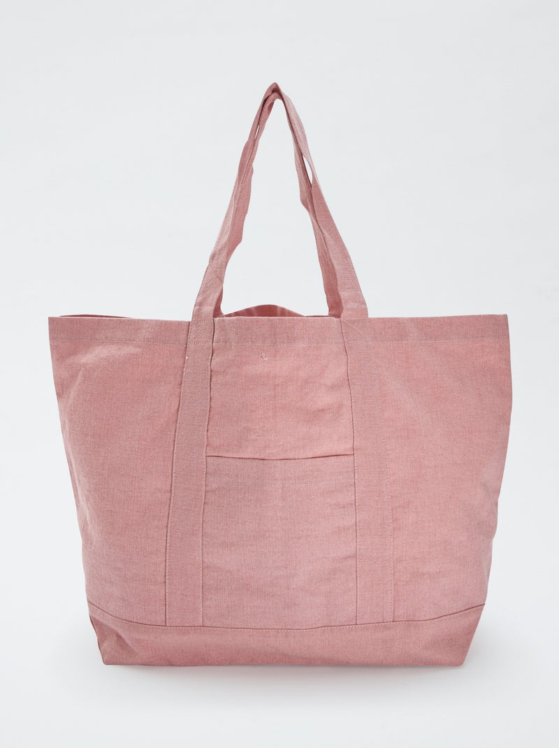 Bolso shopper de playa extragrande de algodón ROSA - Kiabi