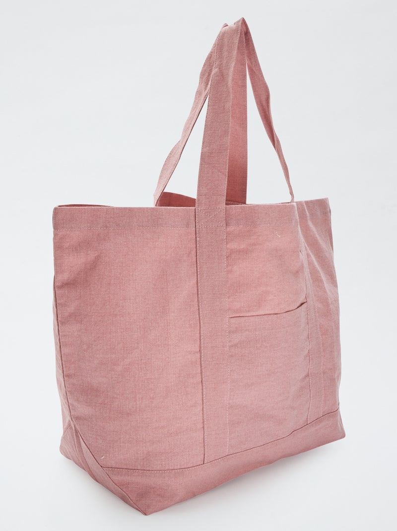 Bolso shopper de playa extragrande de algodón ROSA - Kiabi