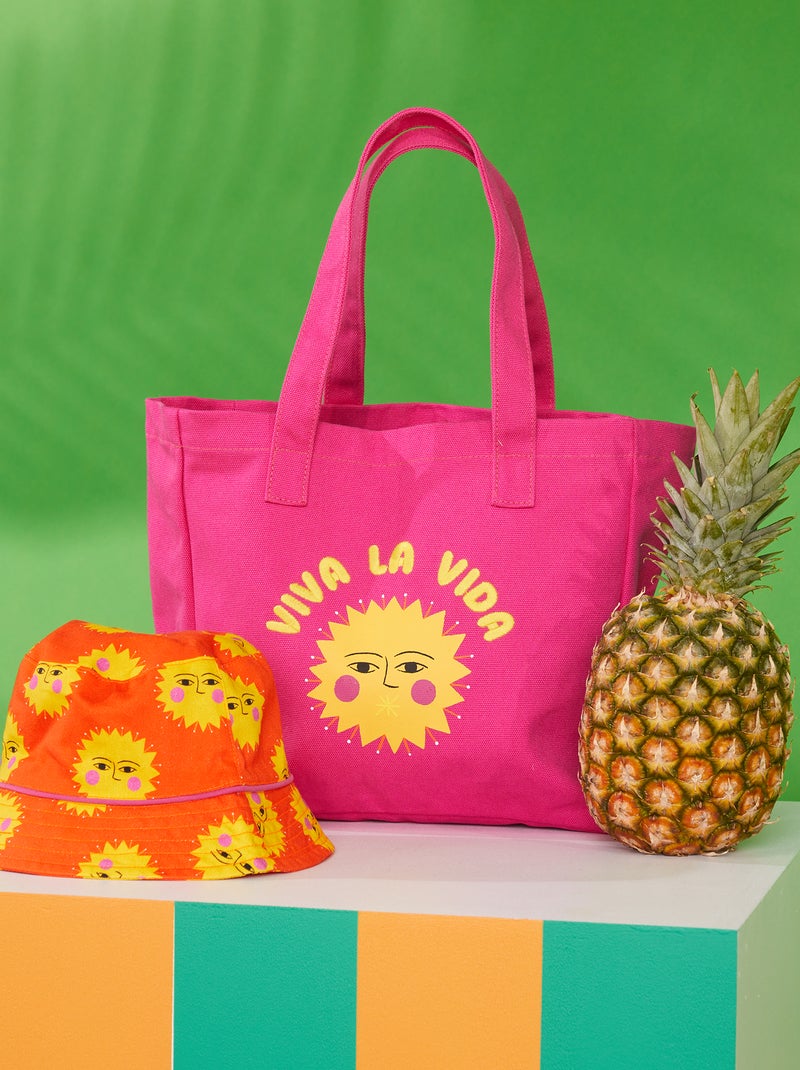 Bolso shopper de tela estampado x Arianne Butto ROSA - Kiabi