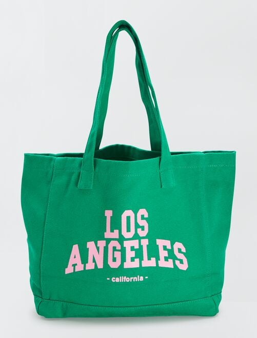 Bolso shopper de tela formato paisaje 'Los Ángeles' - Kiabi